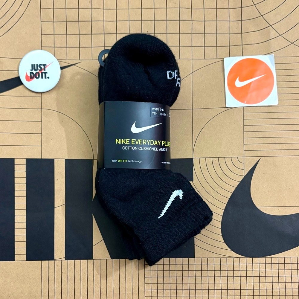 Nike Dri-fit Black Quarter Ankle socks Everyday Plus Cotton Cushioned SX6890-010
